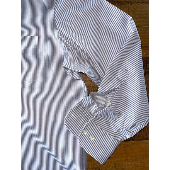 Mens BOSS Hugo Boss White Striped Long Sleeve Button‎ Down Dress Shirt 16 32/33 - Picture 2 of 9